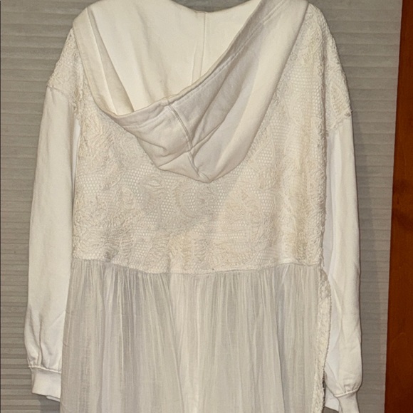 FP White Hooded Button-Up Dress with Lace Details - Picture 12 of 16